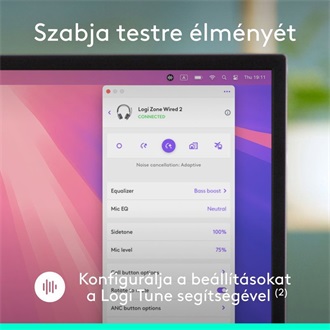 Logitech Zone Wired 2 fülhallgató headset fehér
