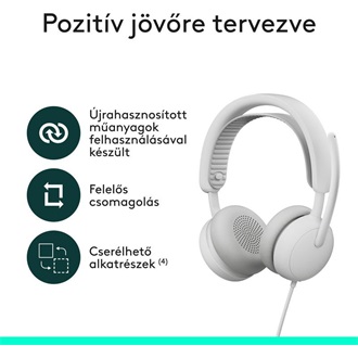Logitech Zone Wired 2 fülhallgató headset fehér