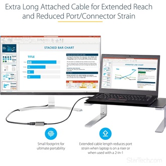 StarTech Mini DisplayPort 1.2 -> HDMI 1.4 M/F adapter 0.3m fekete