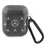 MERCEDES-BENZ CASE STAR PATTERN MAGSAFE szilikon tok karabíner FEKETE Apple Airpods 1/2