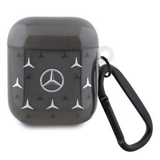 MERCEDES-BENZ CASE STAR PATTERN MAGSAFE szilikon tok karabíner FEKETE Apple Airpods 1/2
