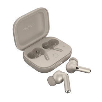 MOTOROLA BUDS+ bluetooth fülhallgató SZTEREO (v5.3, TWS, mikrofon, aktív zajszűrő, vízálló + töltőtok) VILÁGOSSZÜRKE