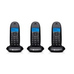 MOTOROLA C1003CB+ telefon készülék (vezeték nélküli, 3 kézibeszélő, kijelző, DECT) FEKETE