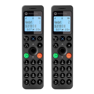 MOTOROLA DOT202 telefon készülék (vezeték nélküli, 2 kézibeszélő, kijelző, DECT) FEKETE