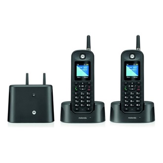 MOTOROLA O202  telefon készülék (vezeték nélküli, 2 kézibeszélő, 1 bázis, kijelző, DECT) FEKETE