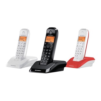 MOTOROLA S1203 TRIO telefon készülék (vezeték nélküli, 3 kézibeszélő, nagy gomb és kijelző, DECT) FEKETE/FEHÉR/PIROS
