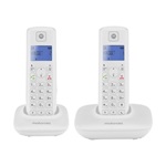 MOTOROLA T402 telefon készülék (vezeték nélküli, 2 kézibeszélő, kijelző, DECT) FEHÉR