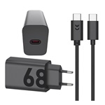 MOTOROLA TURBOPOWER hálózati töltő Type-C aljzat 68W, PD gyorstöltő + Type-C kábel, FEKETE