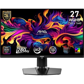 MSI MAG 271QP QD-OLED X28 26.5" Quantum Dot OLED gaming monitor fekete 280Hz G-Sync / FreeSync Premium Pro