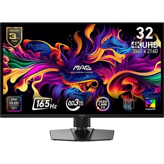 MSI MAG 322UP QD-OLED E16 31.5" Quantum Dot OLED gaming monitor fekete 165Hz G-Sync / FreeSync Premium Pro (USB-C: 15W)