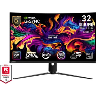 MSI MPG 321CURX QD-OLED 31.5" ívelt Quantum Dot OLED gaming monitor fekete 240Hz G-Sync (USB-C: 98W)