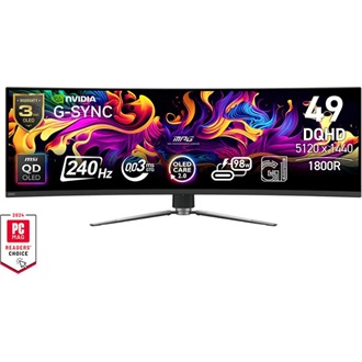 MSI MPG 491CQPX QD-OLED 49" ívelt Quantum Dot OLED gaming monitor fekete 240Hz G-Sync (USB-C: 98W)