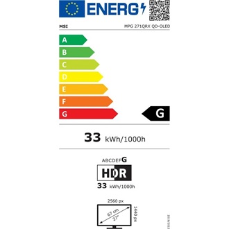MSI MPG 271QRX QD-OLED 26.5" Quantum Dot OLED gaming monitor fekete 360Hz FreeSync Premium Pro (USB-C: 90W)