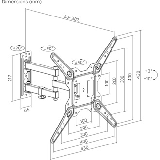Manhattan Full Motion Wall Mount with Articulating Arm 23"-55" TV fali tartó fekete