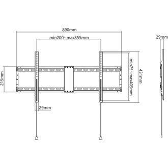 Manhattan Low-Profile Fixed TV Wall Mount 43"-100" TV fali tartó fekete