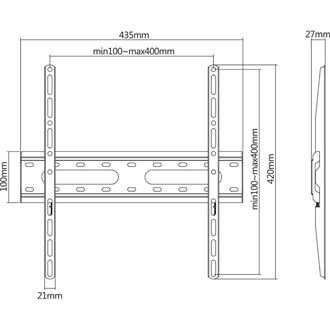 Manhattan Low-Profile Fixed Wall Mount 32"-55" monitor TV fali tartó fekete