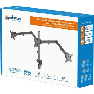 Manhattan Mount with Center Mount and Double-Link Swing Arms 13"-27" monitor tartó asztalra szürke