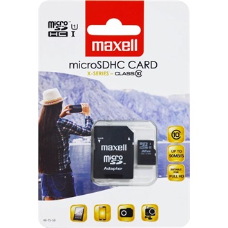 Maxell 128GB X-Series (+adapter) Class10 microSDXC memóriakártya BOX fekete