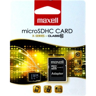 Maxell 8GB X-Series (+adapter) Class10 microSDHC memóriakártya BOX fekete