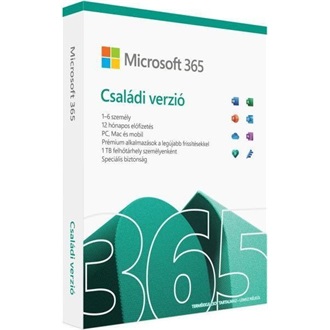 Microsoft 365 Family Hungarian EuroZone Subscr 1YR Medialess FY25H2 irodai szoftver