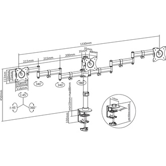 Multibrackets Deskmount Basic Triple 15"-27" monitor tartó asztalra fekete