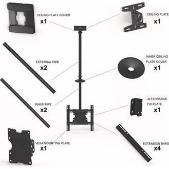 Multibrackets M Public Ceilingmount Medium Single 3000 32"-55" monitor TV mennyezeti tartó fekete