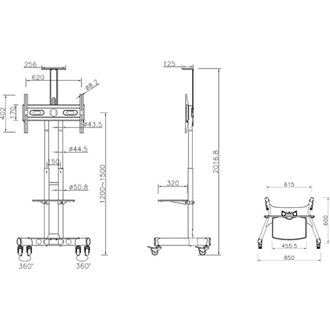 Multibrackets M Public Floorstand Basic 150 32"-60" monitor TV gurulós tartó állvány fekete