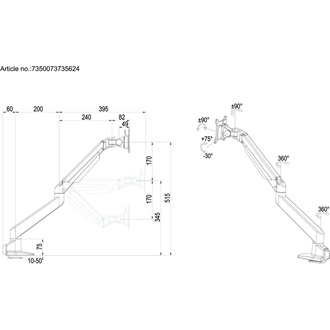 Multibrackets M VESA Gas Lift Arm Single Silver HD 15"-34" monitor tartó asztalra ezüst