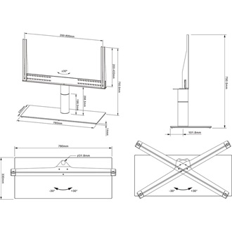 Multibrackets M VESA Tablestand Turn Black X Large 60"-75" TV tartó asztalra fekete