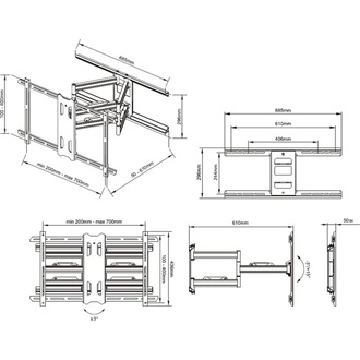 Multibrackets Pro Heavy Duty Black 55"-85" monitor TV fali tartó fekete
