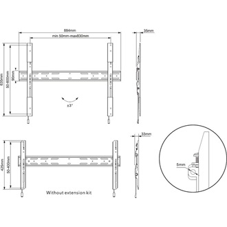 Multibrackets Wallmount Fixed X Large 42"-90" monitor TV fali tartó fekete