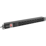 NET 19" PDU/elosztósor 1U 10A 2m 10X IEC C13 aljzat, fekete C14