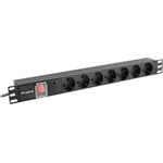 NET 19" PDU/elosztósor 1U 10A 2m 7x Schuko aljzat, fekete C14