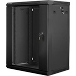 NET 19" fali rack szekrény 15U/600X450 üvegajtó, lapraszerelt, fekete V2