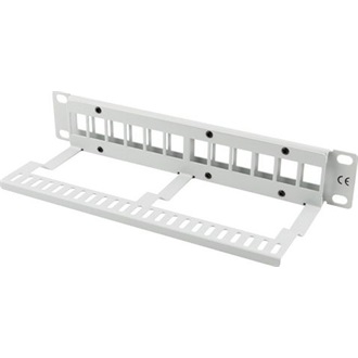 NET Lanberg Üres patch panel 12 port 1U 10" tehermentesítővel, szürke