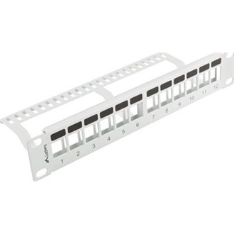 NET Lanberg Üres patch panel 12 port 1U 10" tehermentesítővel, szürke
