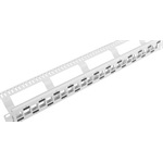 Lanberg Üres patch panel 24 port 1U 19" lépcsőzetes elrendezésű, tehermentesítővel, szürke