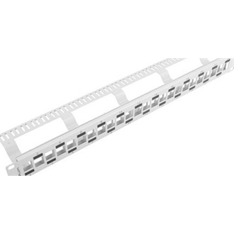 Lanberg Üres patch panel 24 port 1U 19" lépcsőzetes elrendezésű, tehermentesítővel, szürke