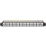 NET Lanberg Üres patch panel 48 port 1U 19" FTP, árnyékolt, tehermentesítővel, fekete