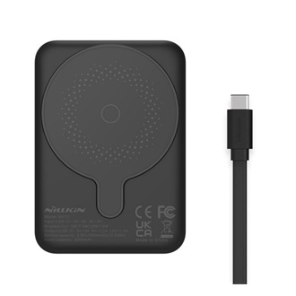 NILLKIN vésztöltő Type-C aljzat (5000mAh, 15W, wireless, mágneses, gyorstöltő + Type-C kábel) FEKETE