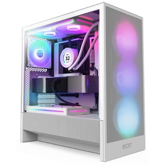 NZXT H5 Flow RGB (2024) táp nélküli ablakos Mid Tower számítógépház fehér
