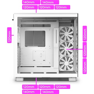 NZXT H9 Flow Fehér (Táp nélküli) ablakos ATX ház