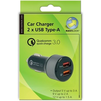 Navilock 62739 univerzális autós töltő adapter (QC3.0)