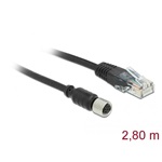 Delock Navilock M8 -> RJ45 M/M adatkábel 2.8m fekete
