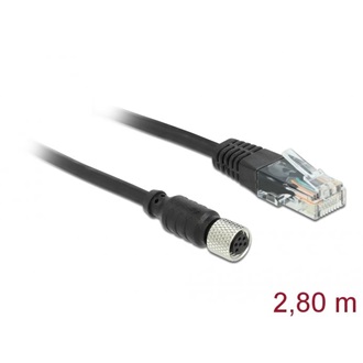 Delock Navilock M8 -> RJ45 M/M adatkábel 2.8m fekete