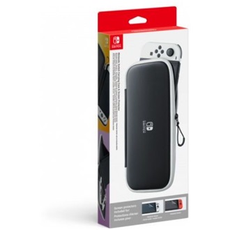 Nintendo Switch OLED Carrying Case & Screen Protect játékkonzol gaming tok + kijelzővédő fekete-fehér