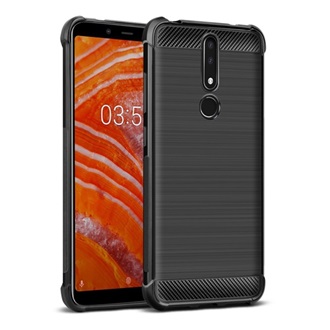 Nokia 3.1 Plus IMAK VEGA szilikon telefonvédő ütésállóság, karbon minta, FEKETE