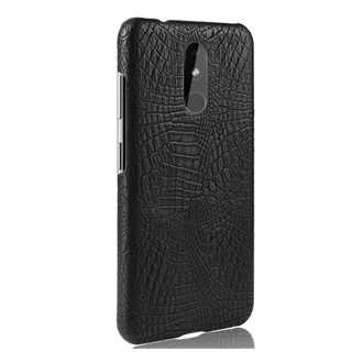 Nokia 3.2 Gigapack műanyag telefonvédő bőr hatású, krokodilbőr minta, FEKETE