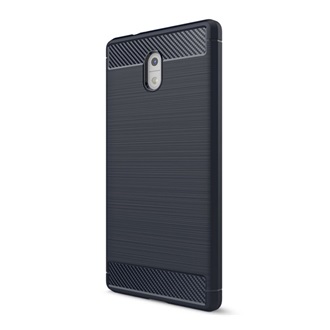 Nokia 3 Gigapack szilikon telefonvédő ütésállóság, karbon minta, SÖTÉTKÉK
