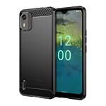 Nokia C12 4G Gigapack Szilikon telefonvédő ütésállóság, karbon minta, FEKETE